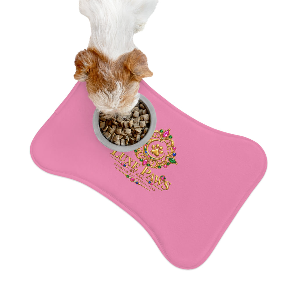Luxe Paws Pink Pet Feeding Mat — Non-Slip Waterproof Bowl Placemat