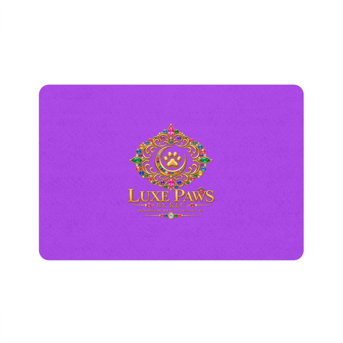 Luxe Paws Pet Food Mat (12x18) — Purple Elegant Non-Slip Feeding Placemat