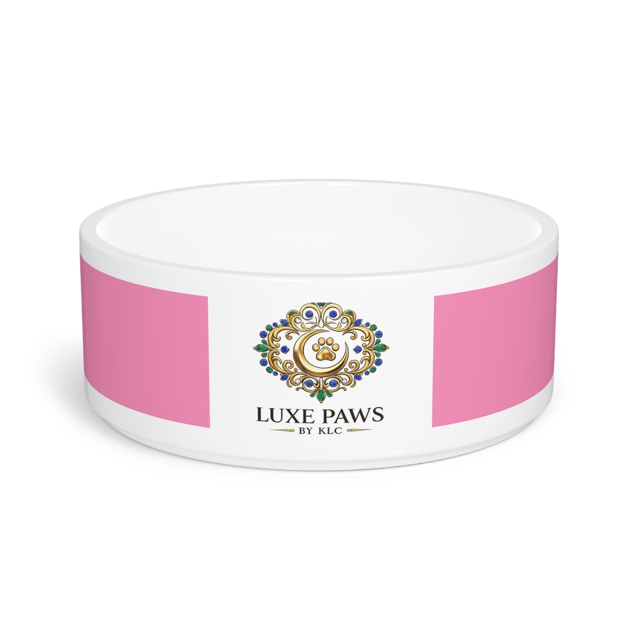 Luxe Paws Ceramic Pet Bowl — Pink Designer Dog & Cat Feeding Dish