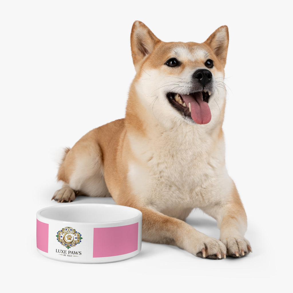 Luxe Paws Ceramic Pet Bowl — Pink Designer Dog & Cat Feeding Dish
