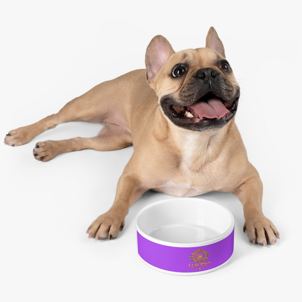 Luxe Paws Purple Pet Bowl — Decorative Ceramic Dog & Cat Bowl