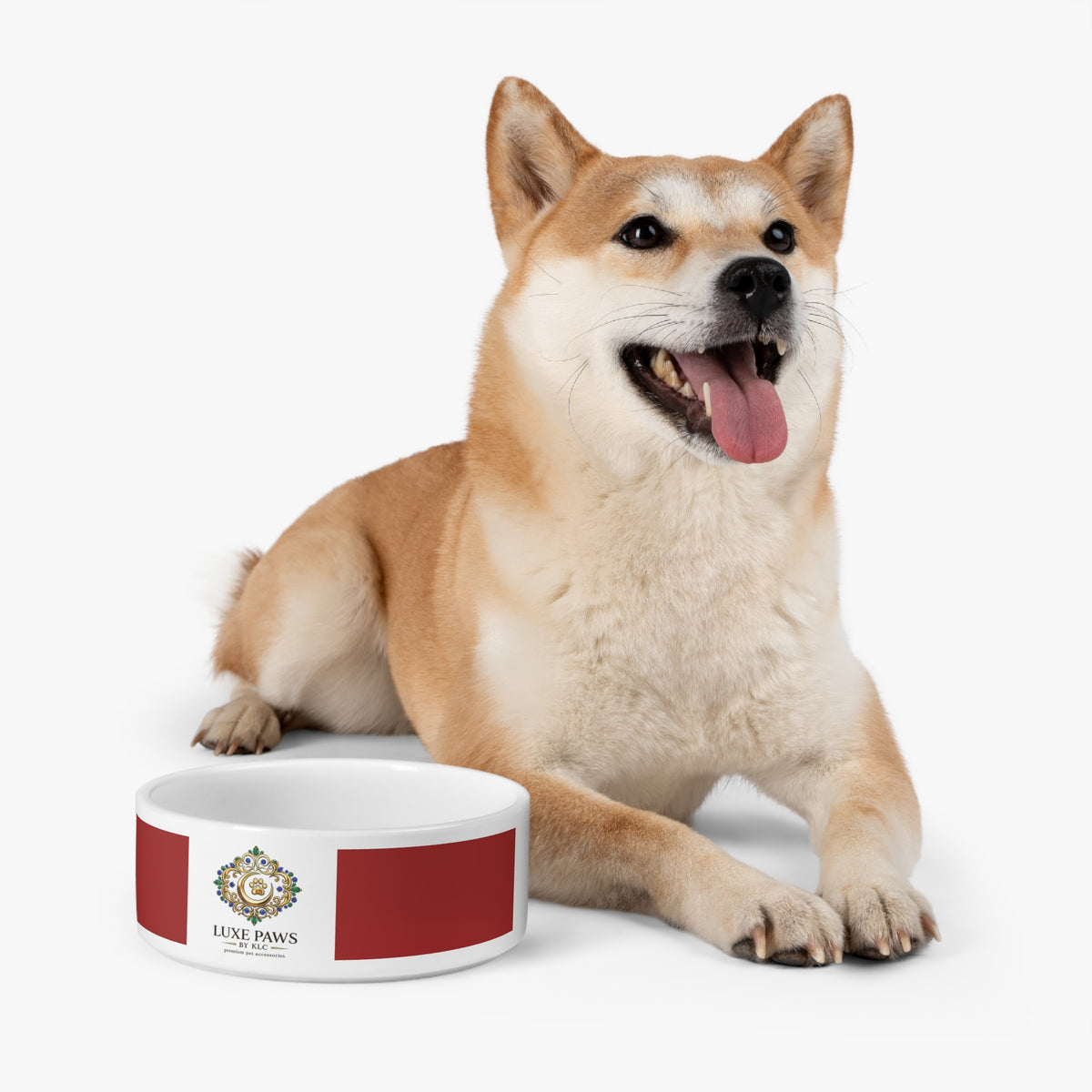 Luxe Paws Ceramic Pet Bowl — Elegant Red Accent Dog & Cat Feeding Dish