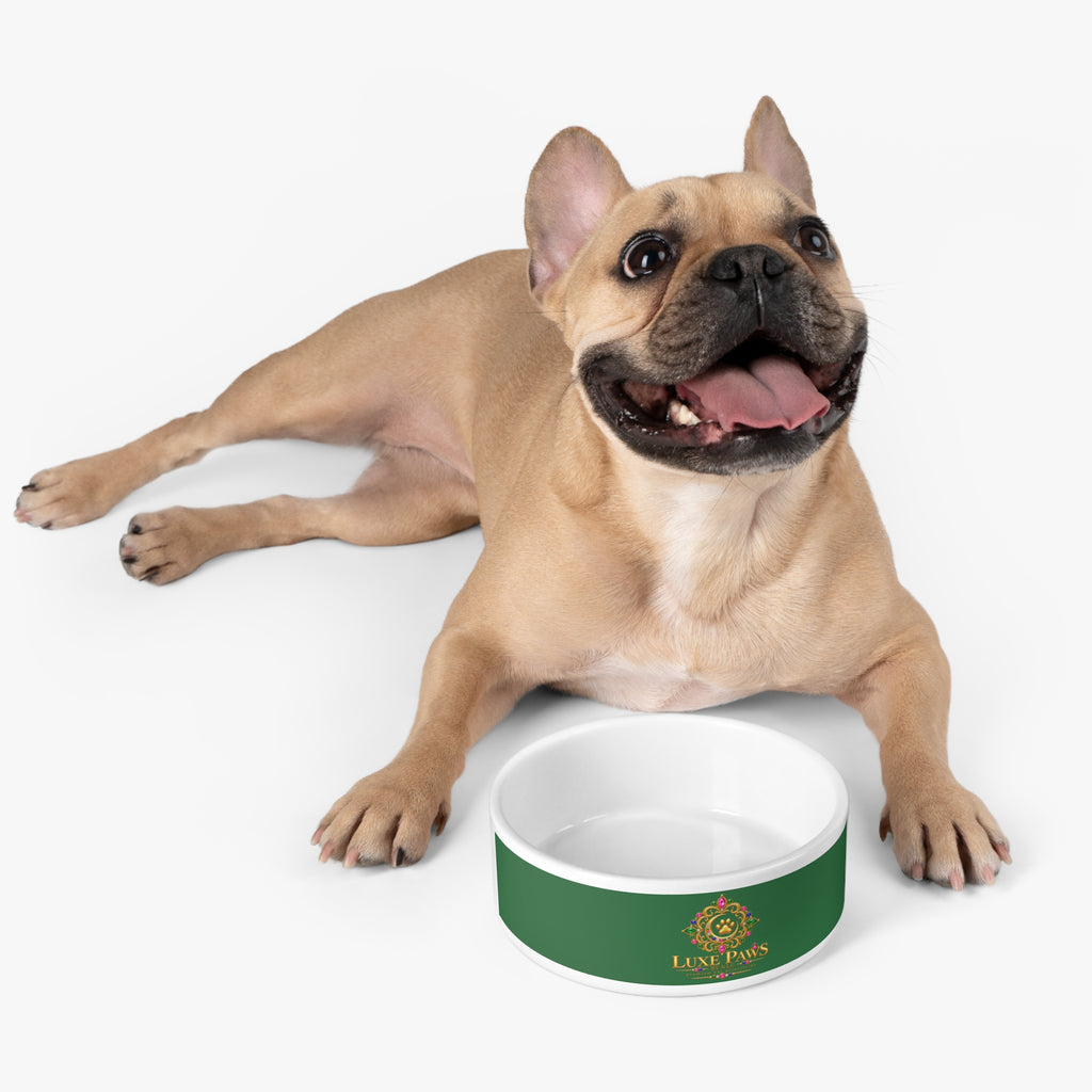 Luxe Paws Ceramic Pet Bowl — Emerald Green Designer Dog & Cat Feeding Dish