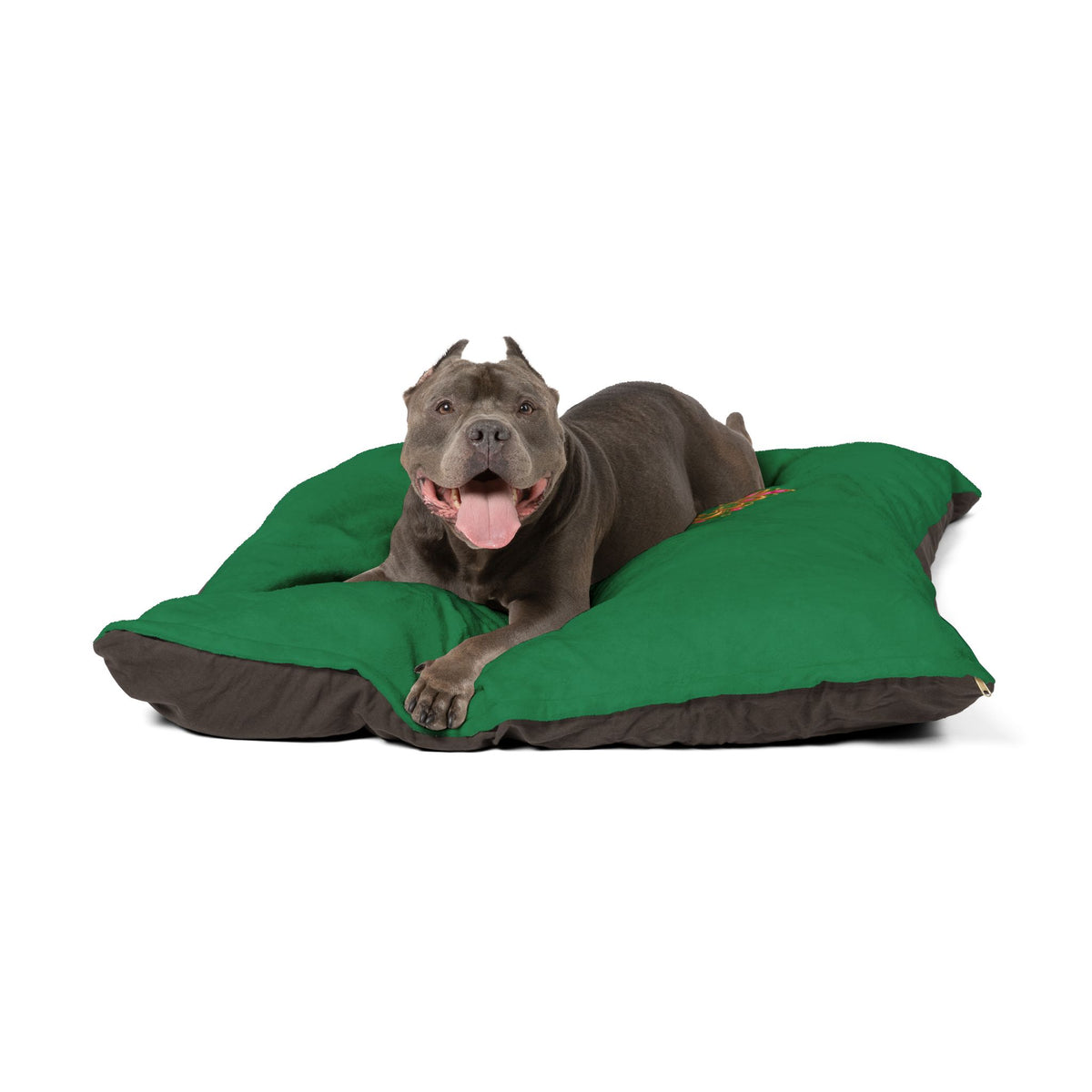 Luxe Paws Plush Pet Bed — Plush Purple Dog & Cat Cushion with Logo Patch