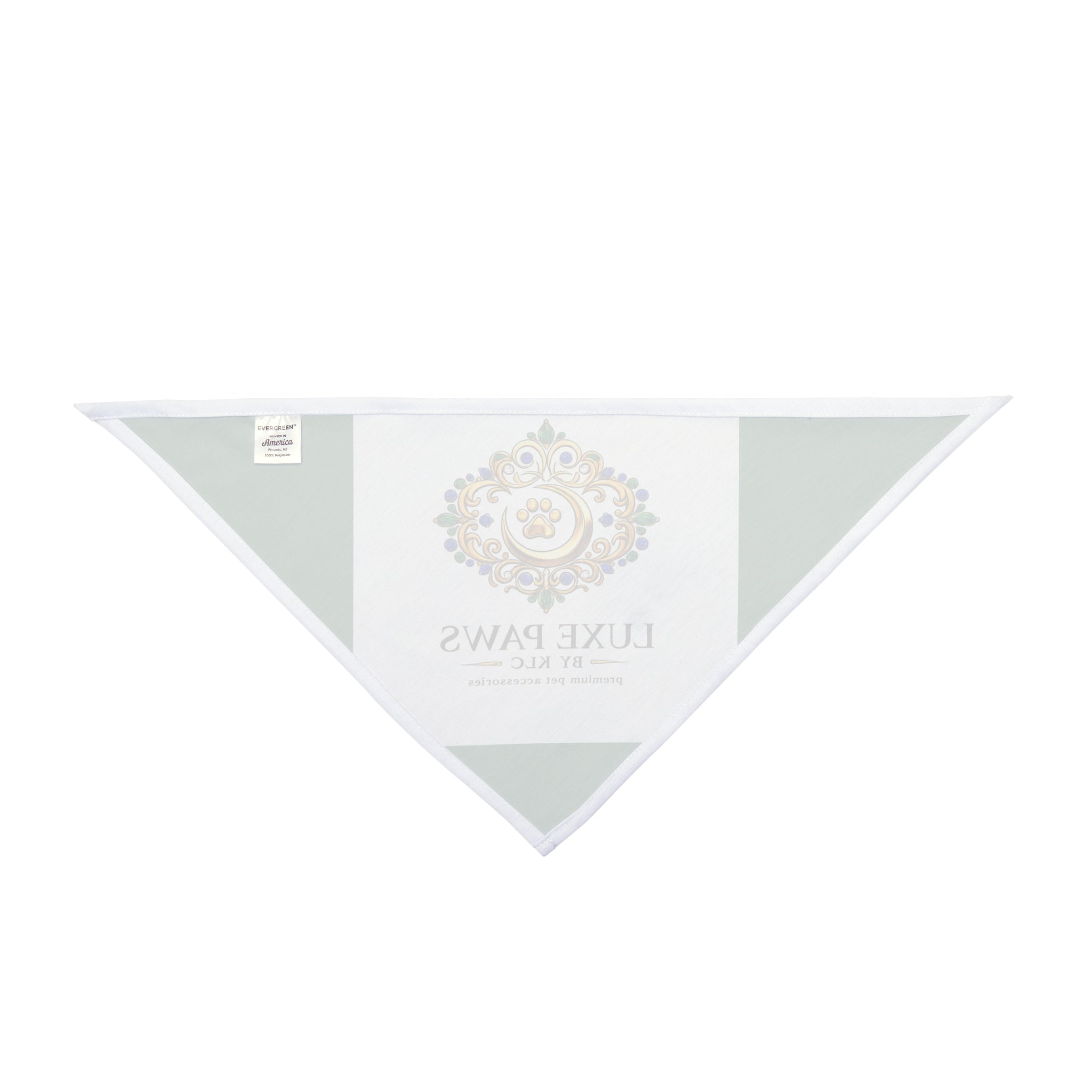 Luxe Paws Green Pet Bandana — Regal Pawprint Logo Dog & Cat Scarf