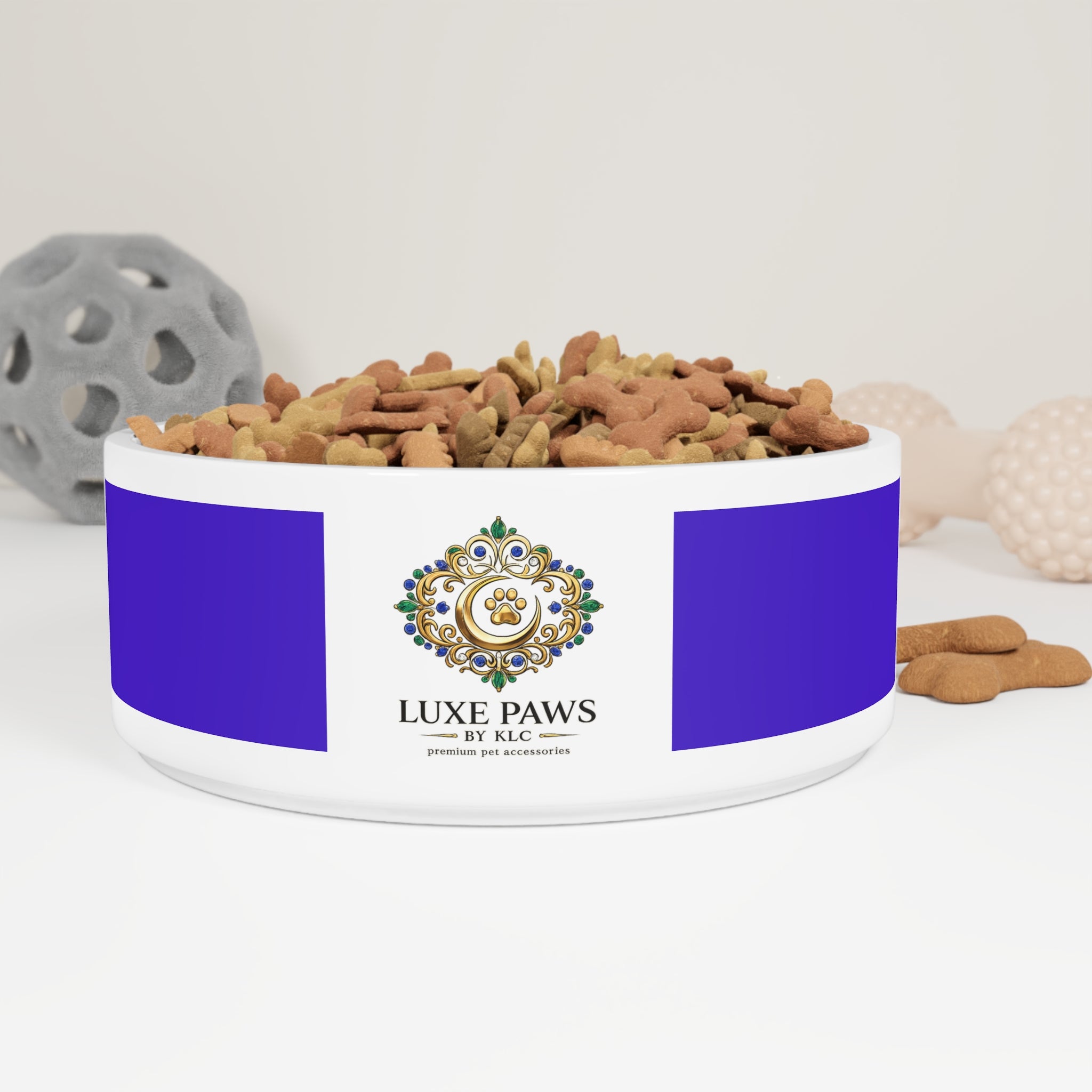 Luxe Paws Ceramic Pet Bowl — Elegant Royal Blue Dog & Cat Dish