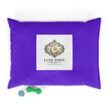 Luxe Paws Plush Pet Bed — Plush Purple Dog & Cat Cushion with Logo Patch