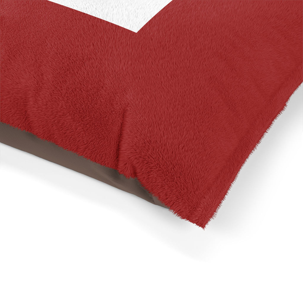 Luxe Paws Plush Pet Bed — Soft Red Dog & Cat Cushion with Logo