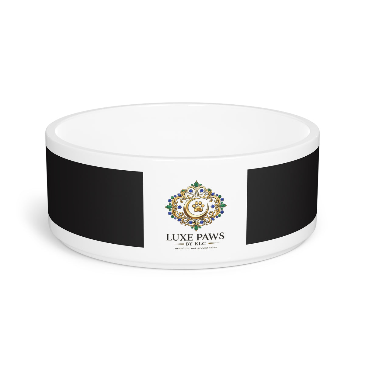 Luxe Paws Ceramic Pet Bowl – Elegant Black & Gold Designer Dog Bowl
