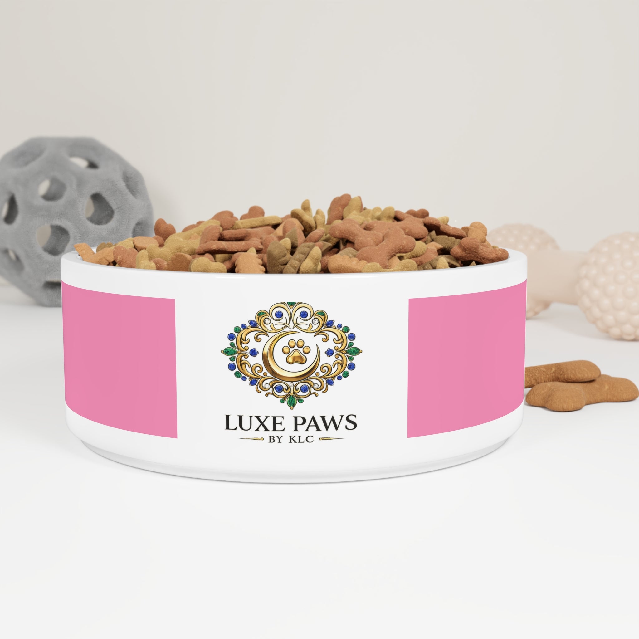 Luxe Paws Ceramic Pet Bowl — Pink Designer Dog & Cat Feeding Dish