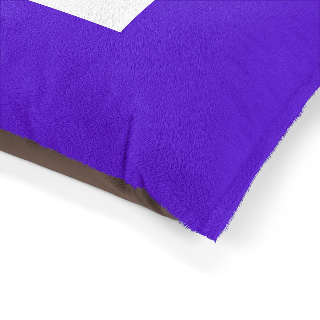 Luxe Paws Plush Pet Bed — Plush Purple Dog & Cat Cushion with Logo Patch