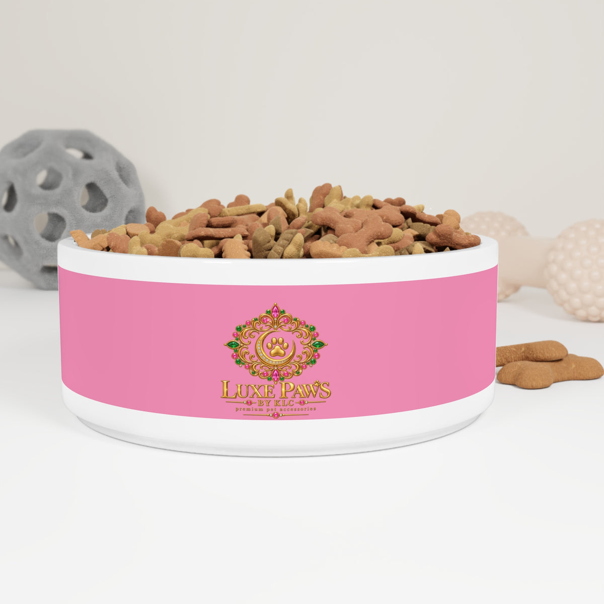 Luxe Paws Ceramic Pet Bowl — Pink Designer Dog & Cat Feeding Dish