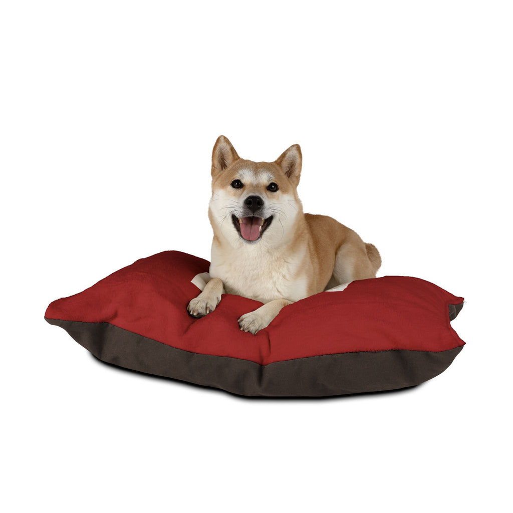 Luxe Paws Plush Pet Bed — Soft Red Dog & Cat Cushion with Logo