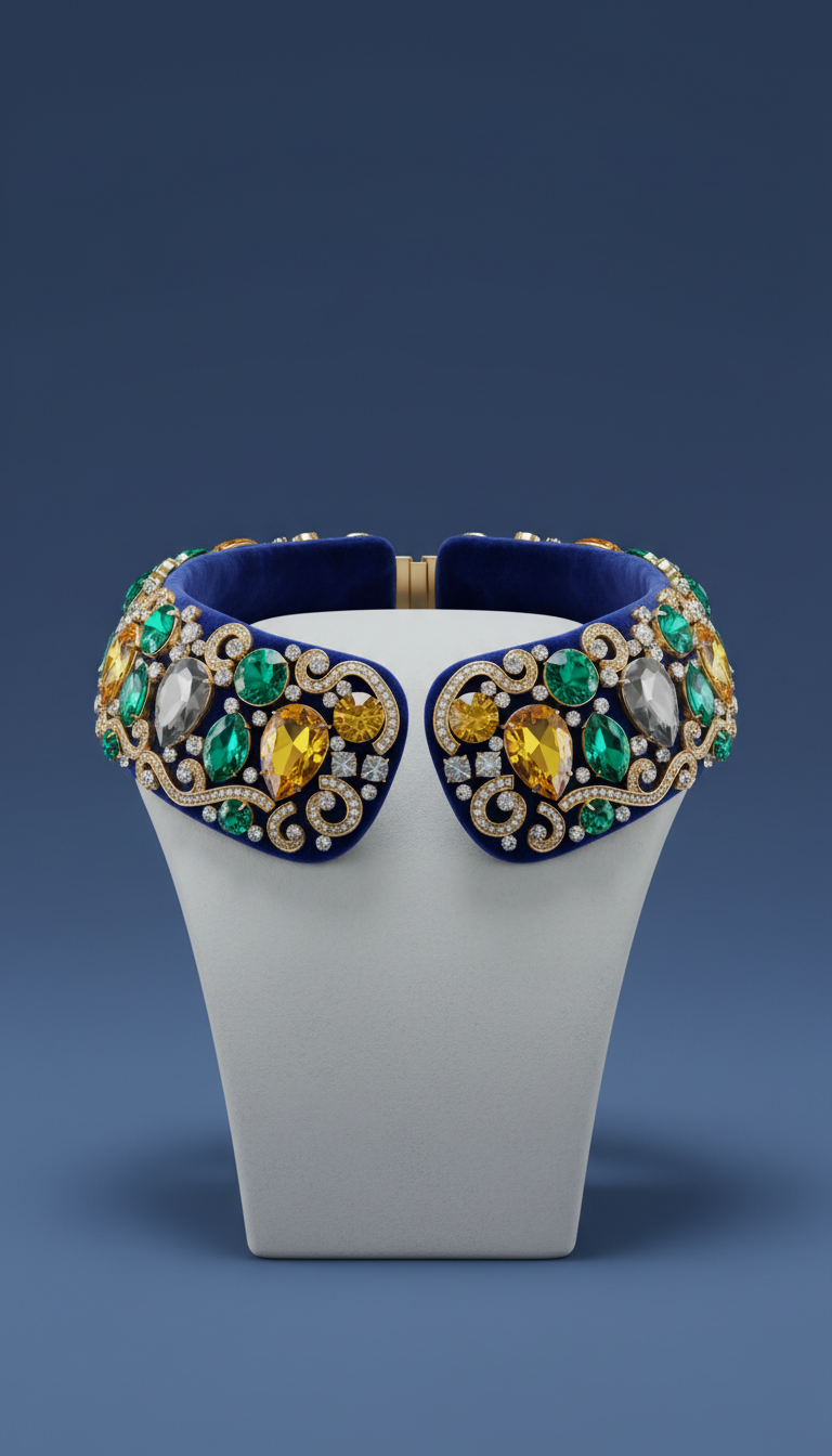 Velvet Collar with Jewel Crest