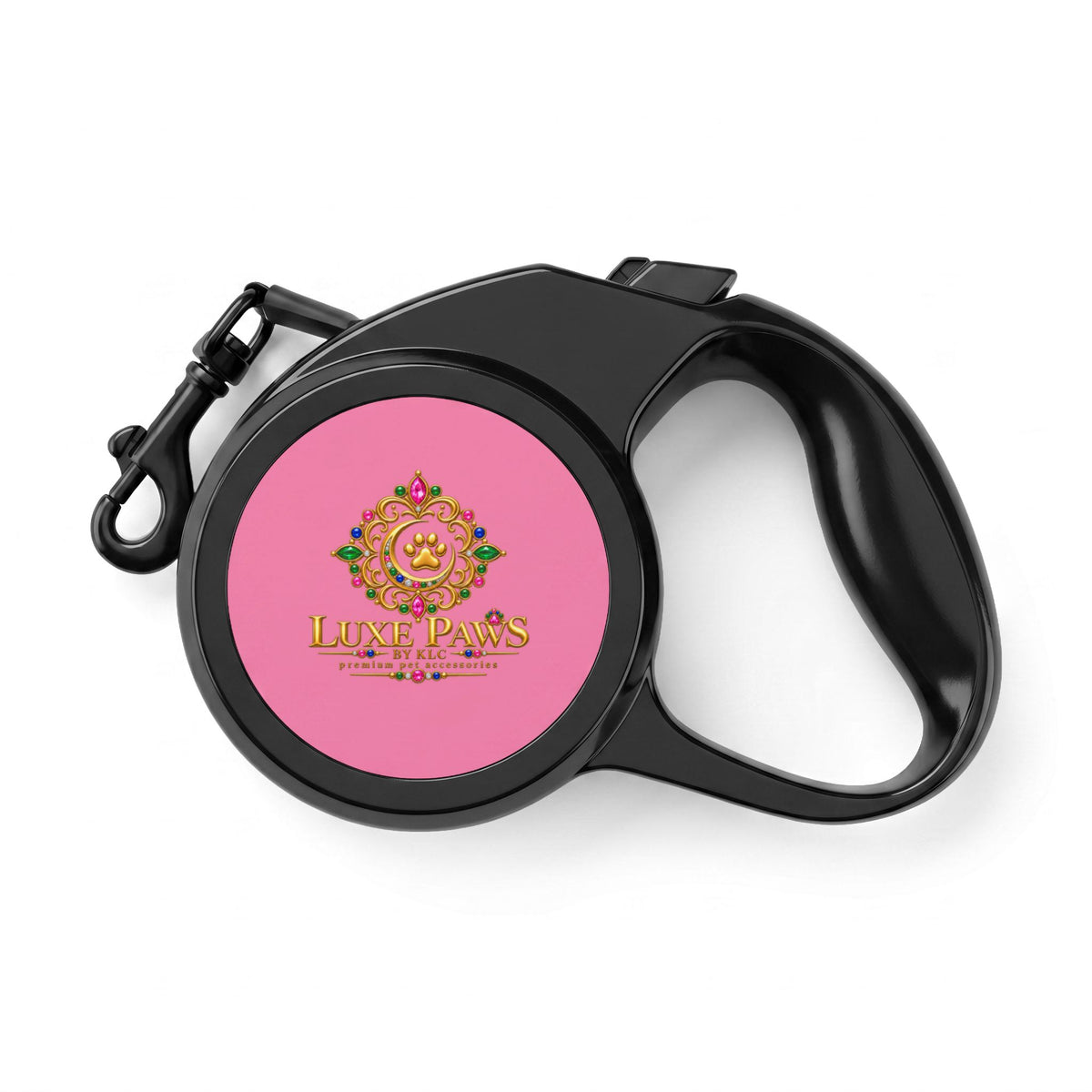 Retractable Pet Leash — Luxe Paws Pink Logo