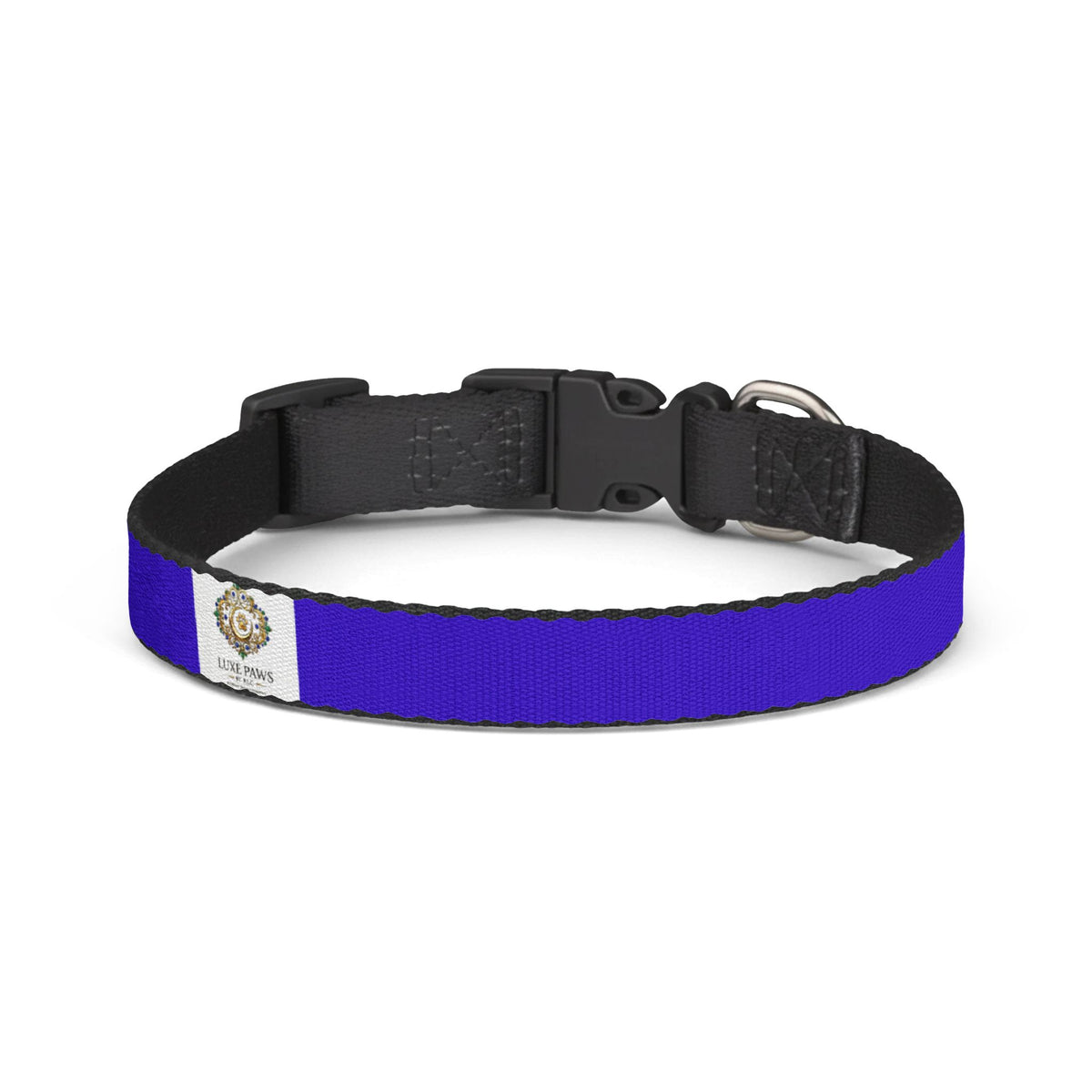 Royal Blue Clip-On Pet Collar — Simple Adjustable Dog Collar with Metal D-Ring