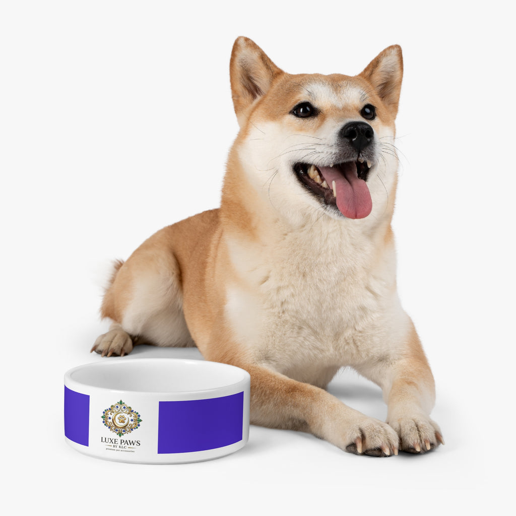 Luxe Paws Ceramic Pet Bowl — Elegant Royal Blue Dog & Cat Dish