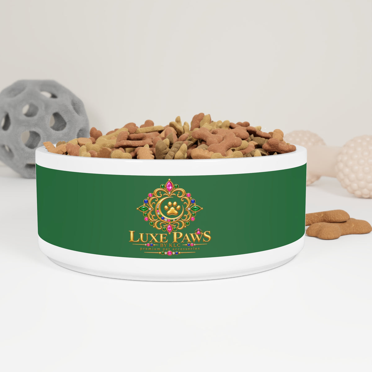 Luxe Paws Ceramic Pet Bowl — Emerald Green Designer Dog & Cat Feeding Dish