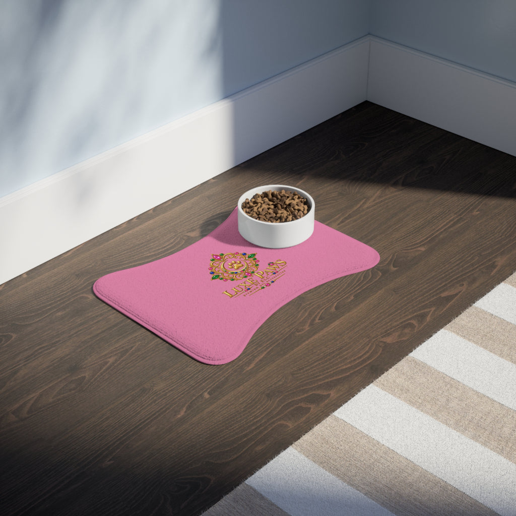 Luxe Paws Pink Pet Feeding Mat — Non-Slip Waterproof Bowl Placemat