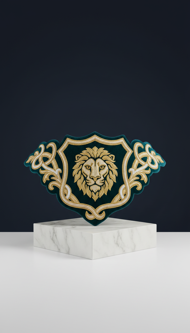 Velvet Crest Collar With Gold Detailing
