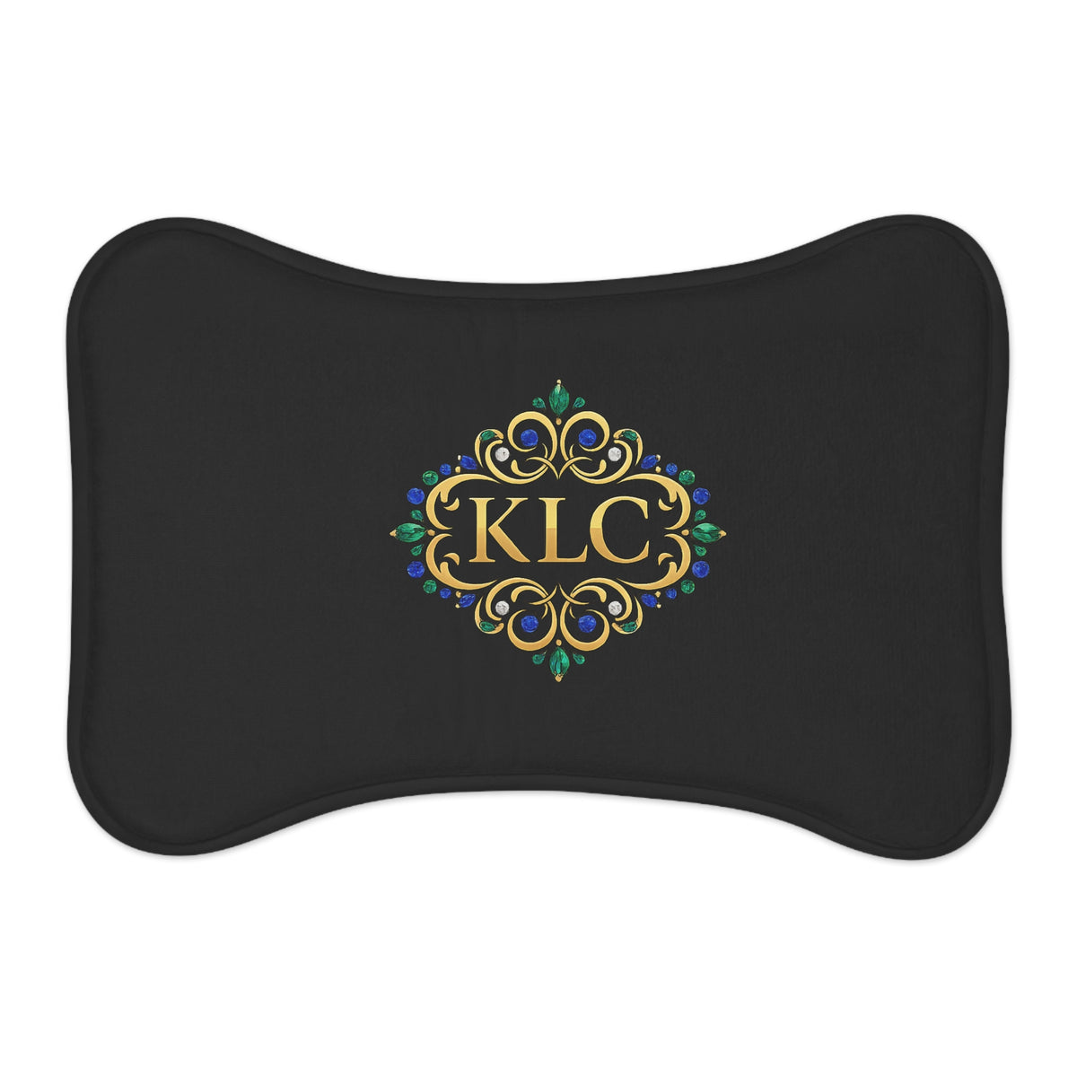 Monogram Pet Feeding Mat — Black Elegant Gold KLC Design