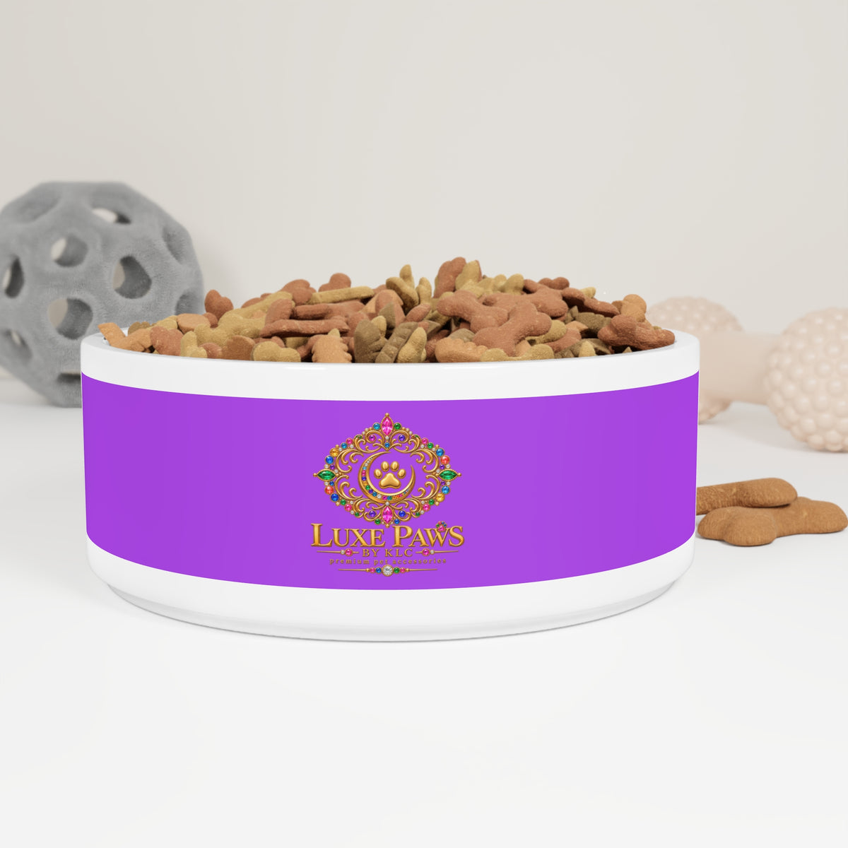 Luxe Paws Purple Pet Bowl — Decorative Ceramic Dog & Cat Bowl